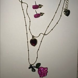 Pink Tulip Necklace and Earrings